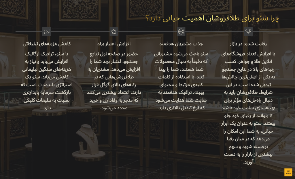 اهمیت سئو سایت طلا فروشی
