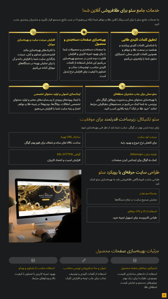 خدمات سئو طلافروشی راوک